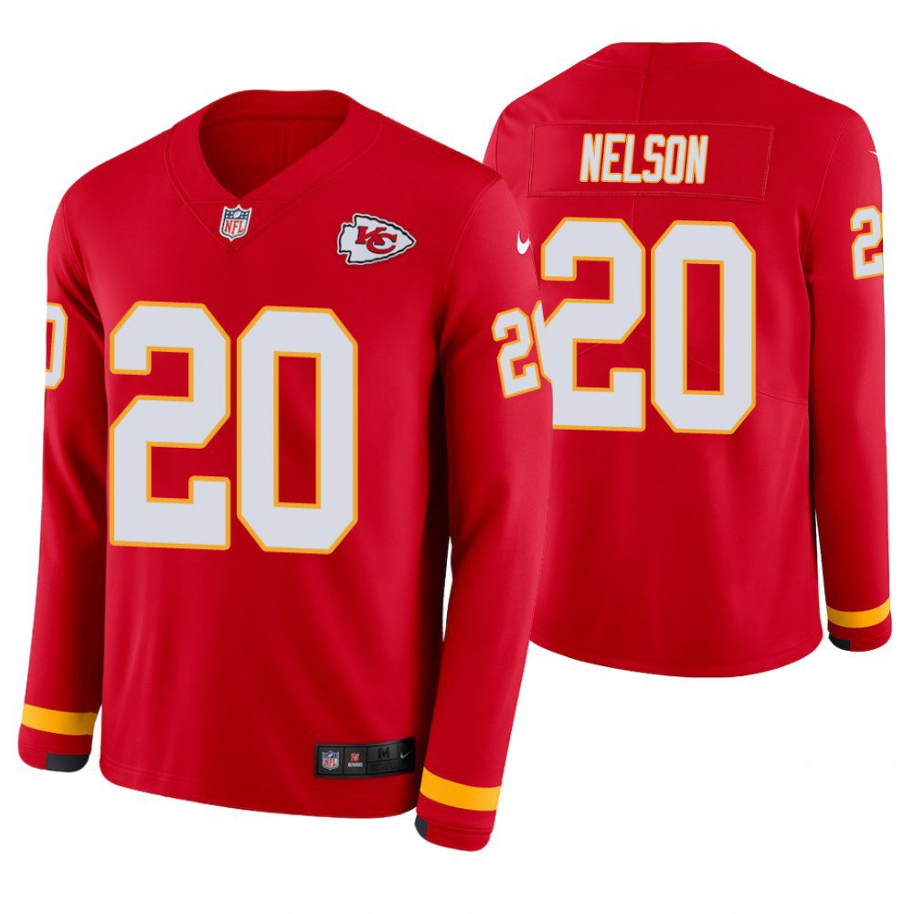 Kansas City Chiefs #20 Steven Nelson Red Therma Long Sleeve Stitched Jersey