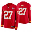 Kansas City Chiefs #27 Kareem Hunt Red Therma Long Sleeve Stitched Jersey