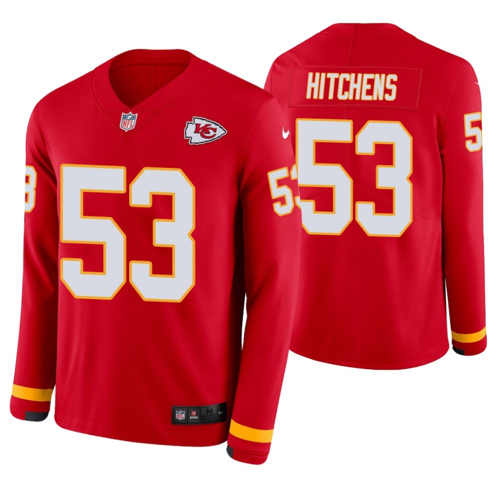 Kansas City Chiefs #53 Anthony Hitchens Red Therma Long Sleeve Stitched Jersey
