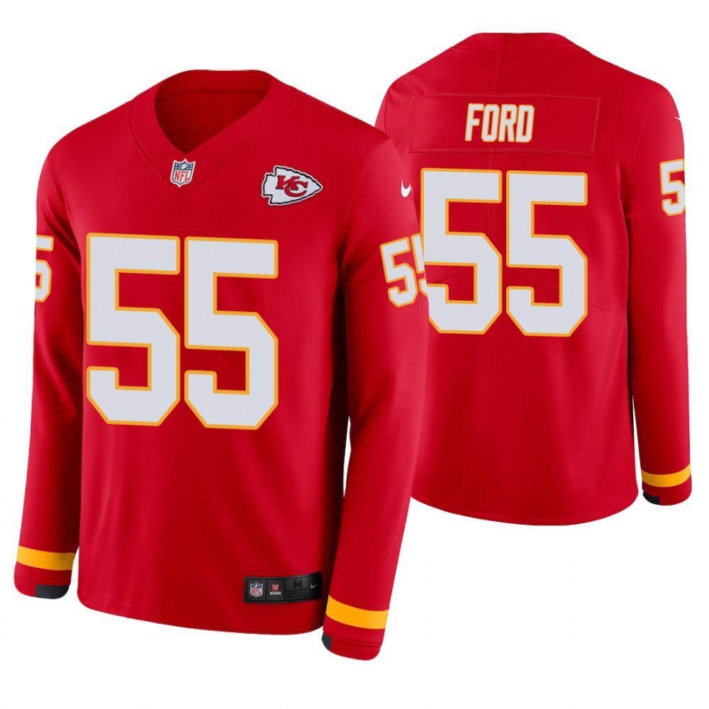 Kansas City Chiefs #55 Dee Ford Red Therma Long Sleeve Stitched Jersey