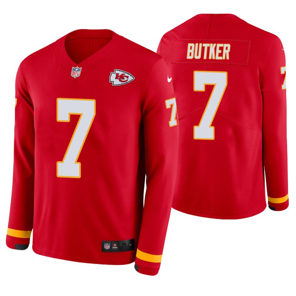 Kansas City Chiefs #7 Harrison Butker Red Therma Long Sleeve Stitched Jersey