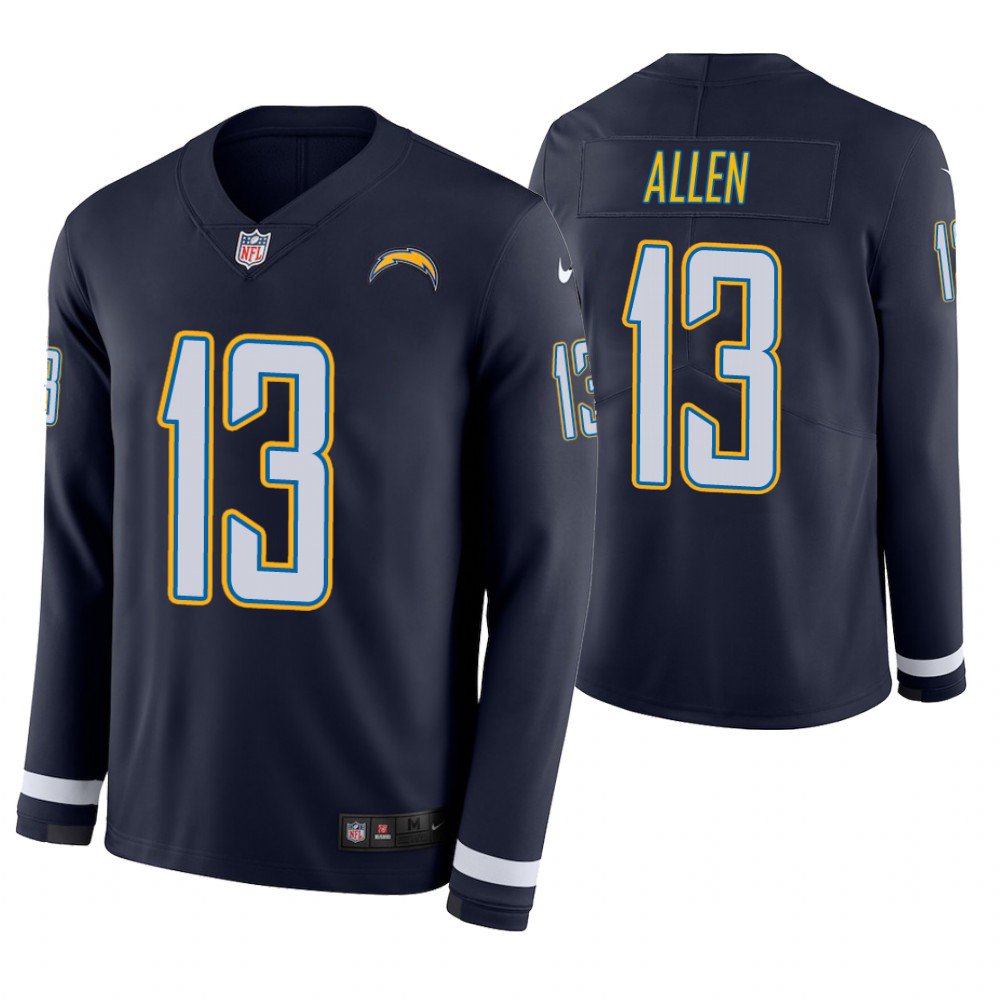 Los Angeles Chargers #13 Keenan Allen Navy Therma Long Sleeve Stitched Jersey