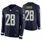 Los Angeles Chargers #28 Melvin Gordon Navy Therma Long Sleeve Stitched Jersey