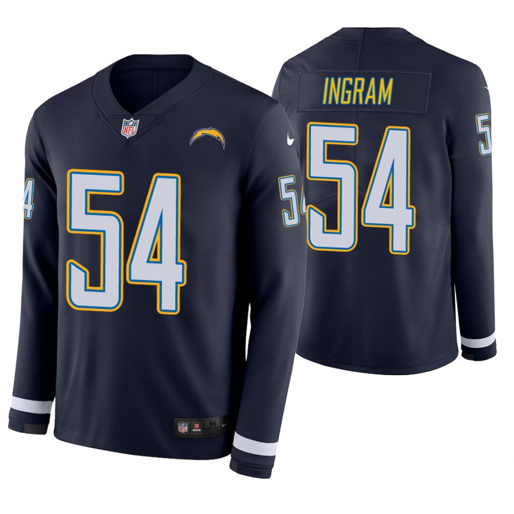 Los Angeles Chargers #54 Melvin Ingram Navy Therma Long Sleeve Stitched Jersey
