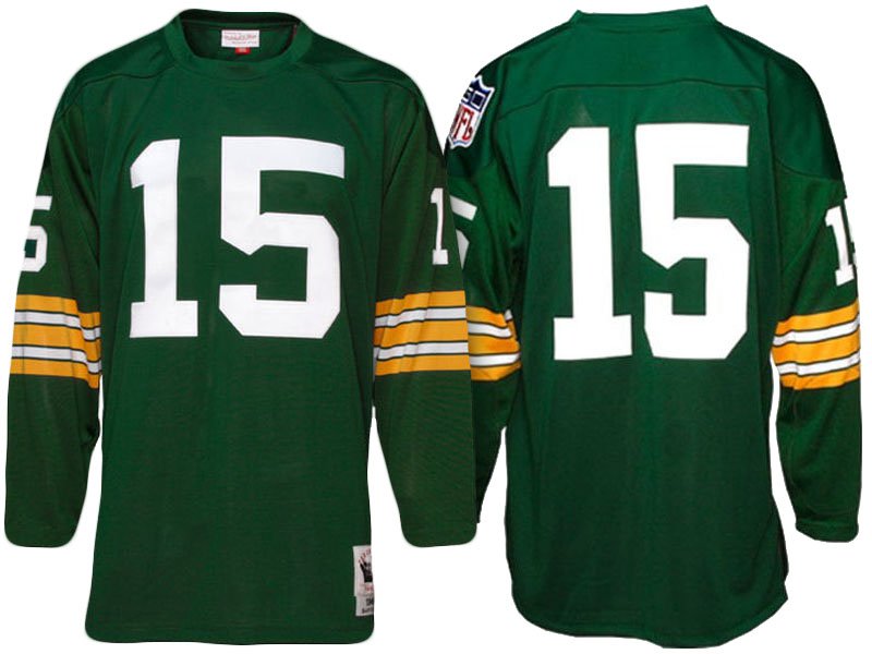 Men's Green Bay Packers #15 Bart Starr Green Long Sleeve Stitched Jersey