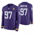 Minnesota Vikings #97 Everson Griffen Purple Therma Long Sleeve Stitched Jersey