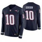New England Patriots #10 Josh Gordon Navy Therma Long Sleeve Stitched Jersey