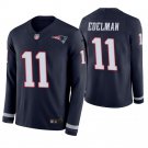 New England Patriots #11 Julian Edelman Navy Therma Long Sleeve Stitched Jersey