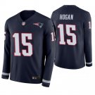 New England Patriots #15 Chris Hogan Navy Therma Long Sleeve Stitched Jersey