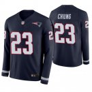 New England Patriots #23 Patrick Chung Navy Therma Long Sleeve Stitched Jersey