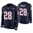 New England Patriots #28 James White Navy Therma Long Sleeve Stitched Jersey
