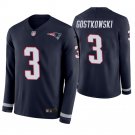 New England Patriots #3 Stephen Gostkowski Navy Therma Long Sleeve Stitched Jersey