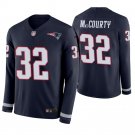 New England Patriots #32 Devin McCourty Navy Therma Long Sleeve Stitched Jersey