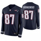 New England Patriots #87 Rob Gronkowski Navy Therma Long Sleeve Stitched Jersey