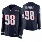 New England Patriots #98 Trey Flowers Navy Therma Long Sleeve Stitched Jersey