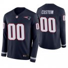 New England Patriots Custom Name And Number Navy Therma Long Sleeve Stitched Jersey