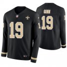 New Orleans Saints #19 Ted Ginn Black Therma Long Sleeve Stitched Jersey