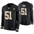 New Orleans Saints #51 Manti Te'o Black Therma Long Sleeve Stitched Jersey