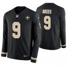 New Orleans Saints #9 Drew Brees Black Therma Long Sleeve Stitched Jersey