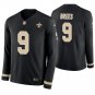 New Orleans Saints #9 Drew Brees Black Therma Long Sleeve Stitched Jersey
