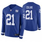 New York Giants #21 Landon Collins Royal Therma Long Sleeve Stitched Jersey