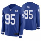 New York Giants #95 B.J. Hill Royal Therma Long Sleeve Stitched Jersey
