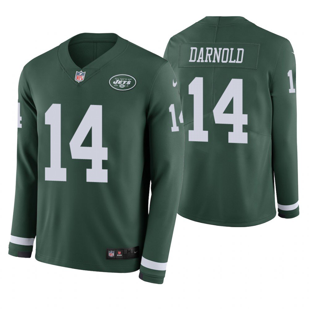 New York Jets #14 Sam Darnold Green Therma Long Sleeve Stitched Jersey