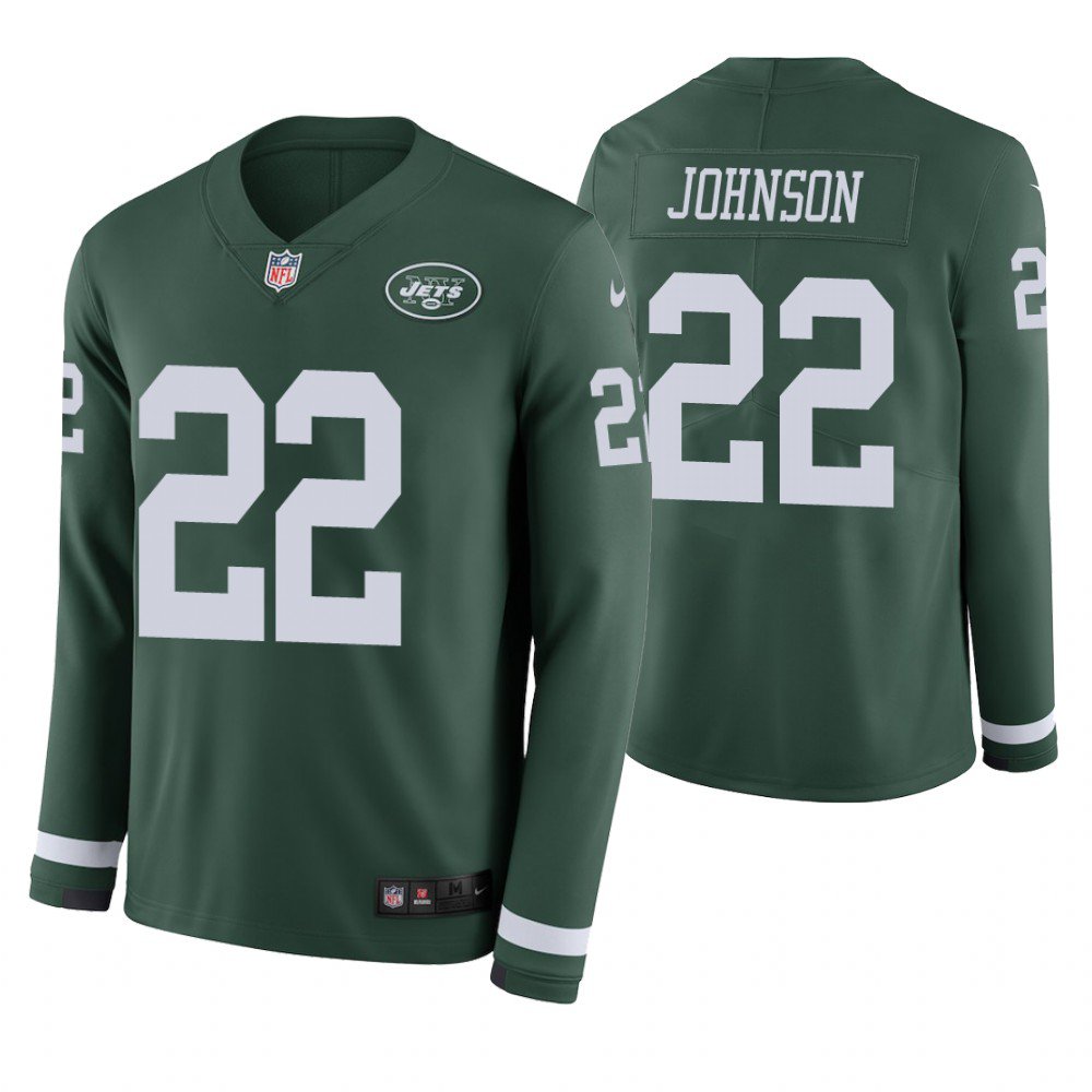 New York Jets #22 Trumaine Johnson Green Therma Long Sleeve Stitched Jersey