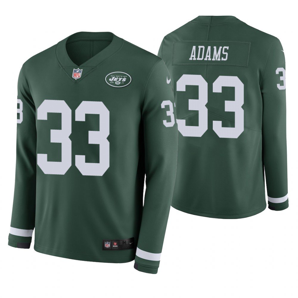 New York Jets #33 Jamal Adams Green Therma Long Sleeve Stitched Jersey