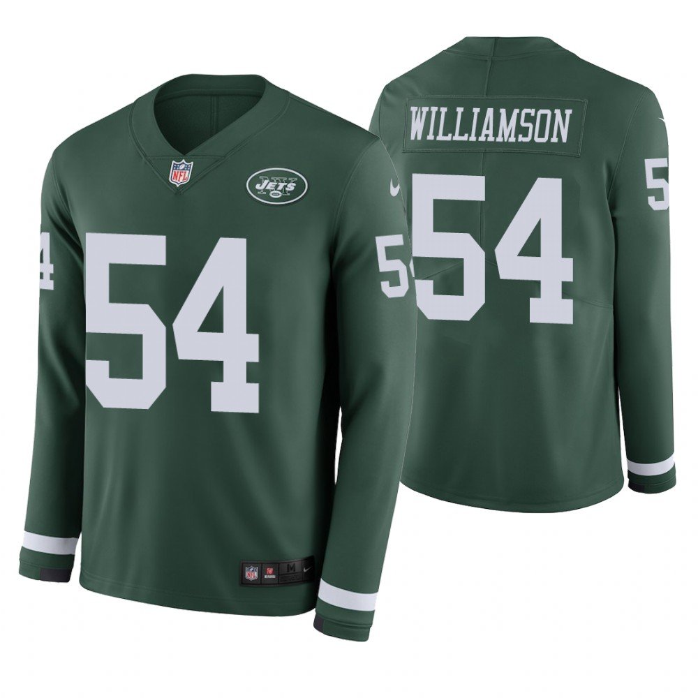 New York Jets #54 Avery Williamson Green Therma Long Sleeve Stitched Jersey