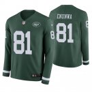 New York Jets #81 Quincy Enunwa Green Therma Long Sleeve Stitched Jersey