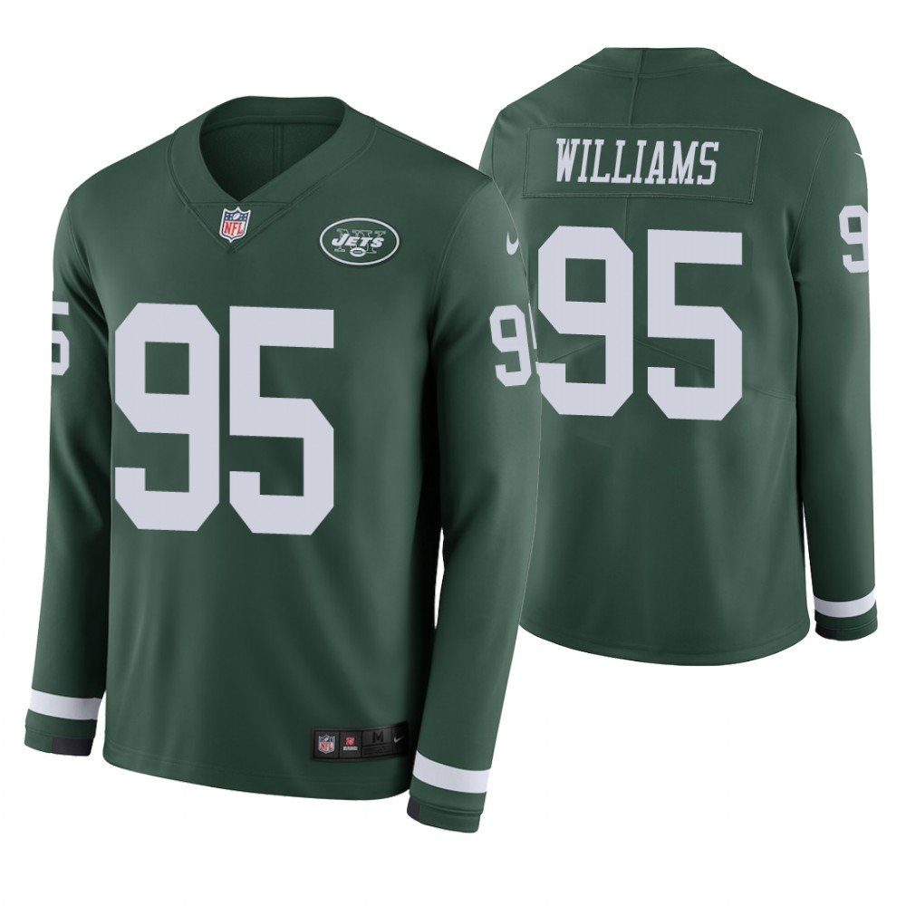 New York Jets #95 Leonard Williams Green Therma Long Sleeve Stitched Jersey