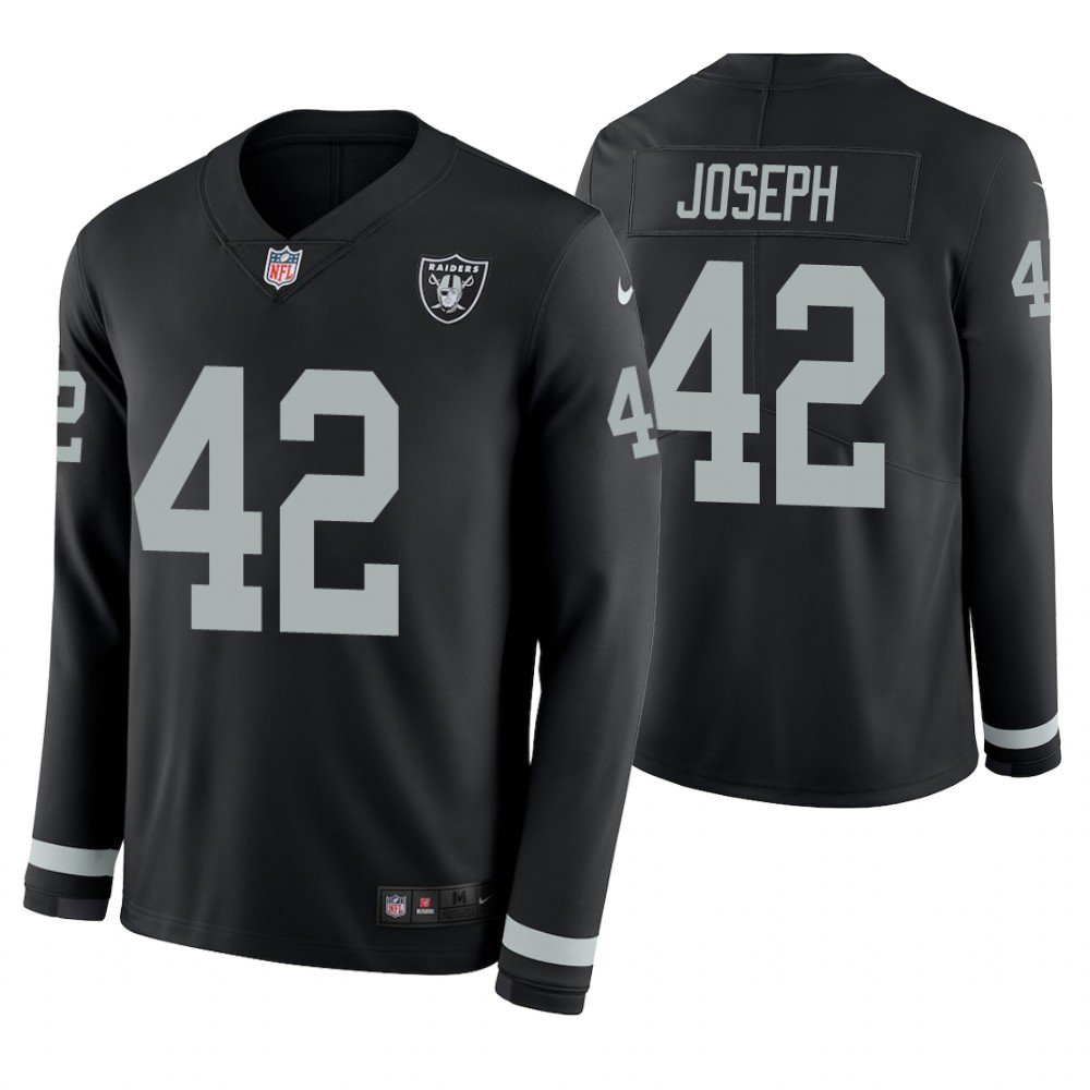 Oakland Raiders #42 Karl Joseph Black Therma Long Sleeve Stitched Jersey