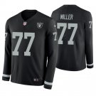 Oakland Raiders #77 Kolton Miller Black Therma Long Sleeve Stitched Jersey