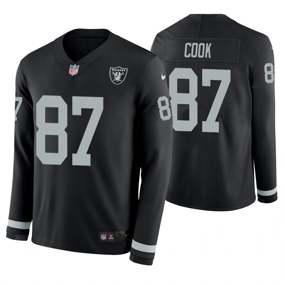 Oakland Raiders #87 Jared Cook Black Therma Long Sleeve Stitched Jersey