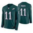 Philadelphia Eagles #11 Carson Wentz Green Therma Long Sleeve Stitched Jersey