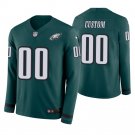 Philadelphia Eagles Custom Name And Number Green Therma Long Sleeve Stitched Jersey