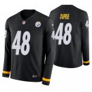 Pittsburgh Steelers #48 Bud Dupree Black Therma Long Sleeve Stitched Jersey