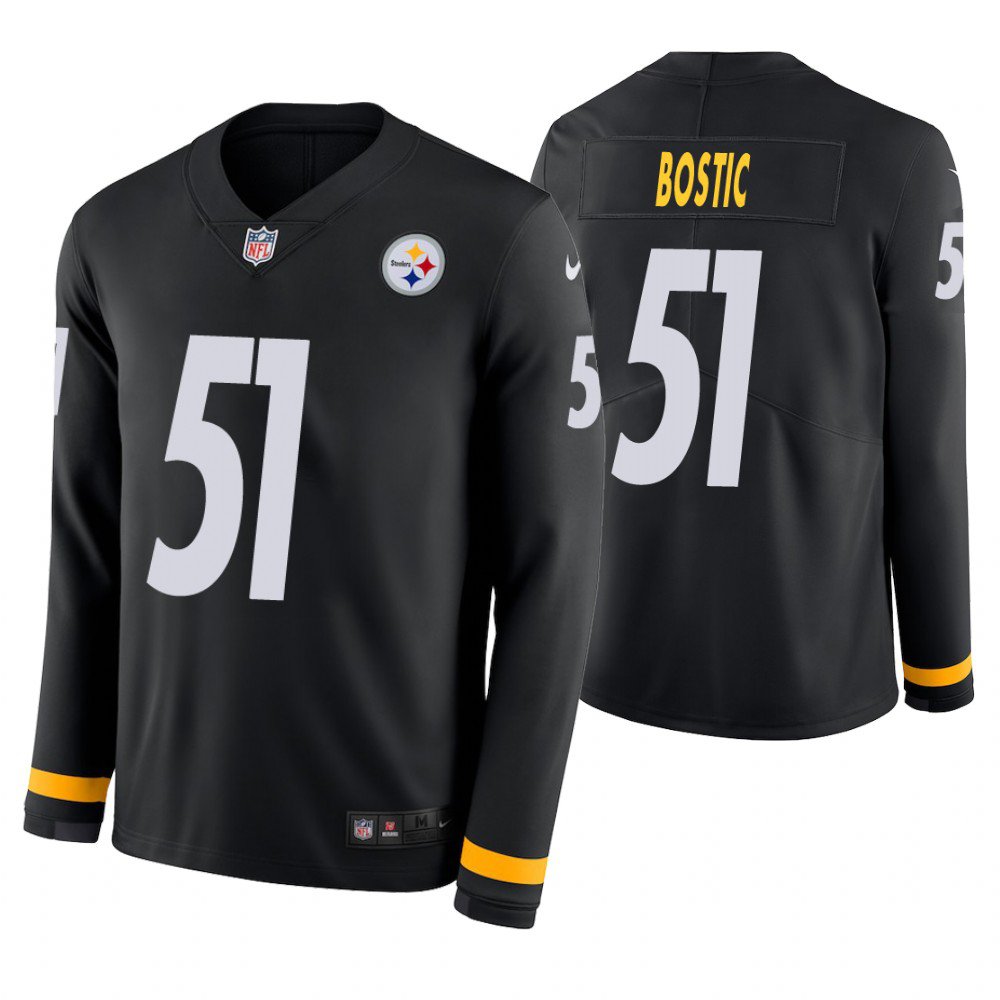 Pittsburgh Steelers #51 Jon Bostic Black Therma Long Sleeve Stitched Jersey