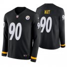 Pittsburgh Steelers #90 T.J. Watt Black Therma Long Sleeve Stitched Jersey