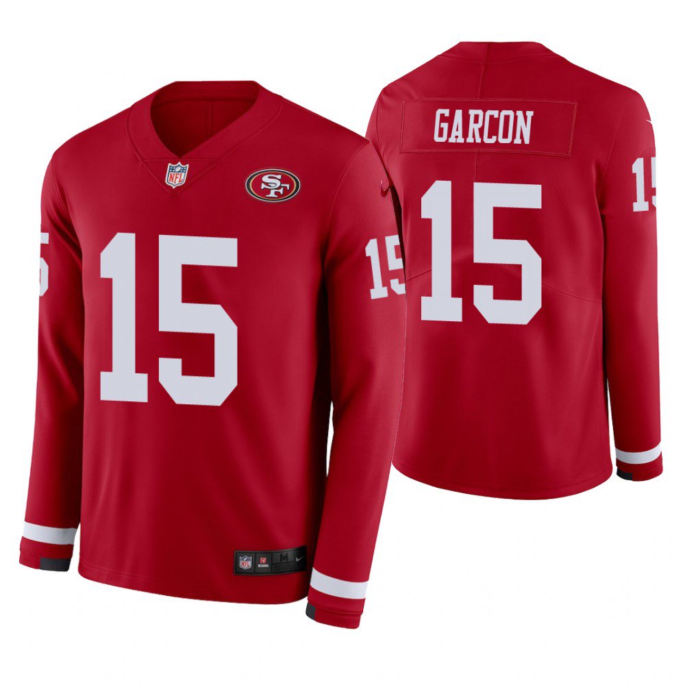 San Francisco 49ers #15 Pierre Garcon Scarlet Therma Long Sleeve Stitched Jersey