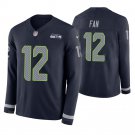 Seattle Seahawks #12 Fan Navy Therma Long Sleeve Stitched Jersey