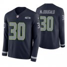 Seattle Seahawks #30 Brad McDougald Navy Therma Long Sleeve Stitched Jersey