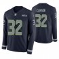 Seattle Seahawks #32 Chris Carson Navy Therma Long Sleeve Stitched Jersey