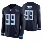Tennessee Titans #99 Jurrell Casey Navy Therma Long Sleeve Stitched Jersey