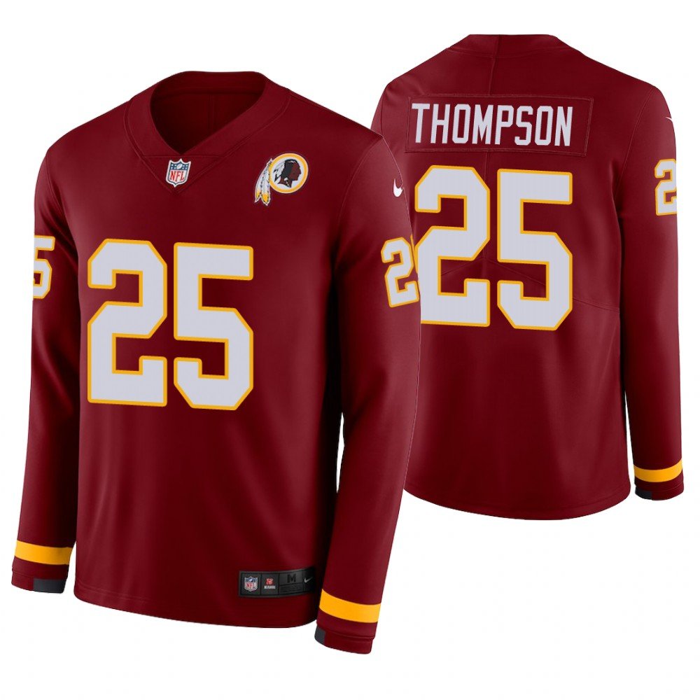 Washington Redskins #25 Chris Thompson Burgundy Therma Long Sleeve Stitched Jersey