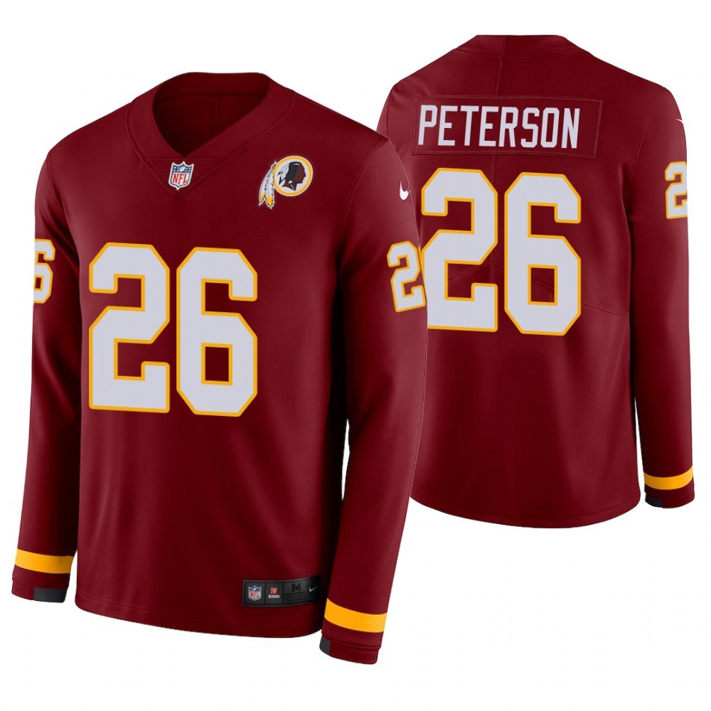 Washington Redskins #26 Adrian Peterson Burgundy Therma Long Sleeve Stitched Jersey