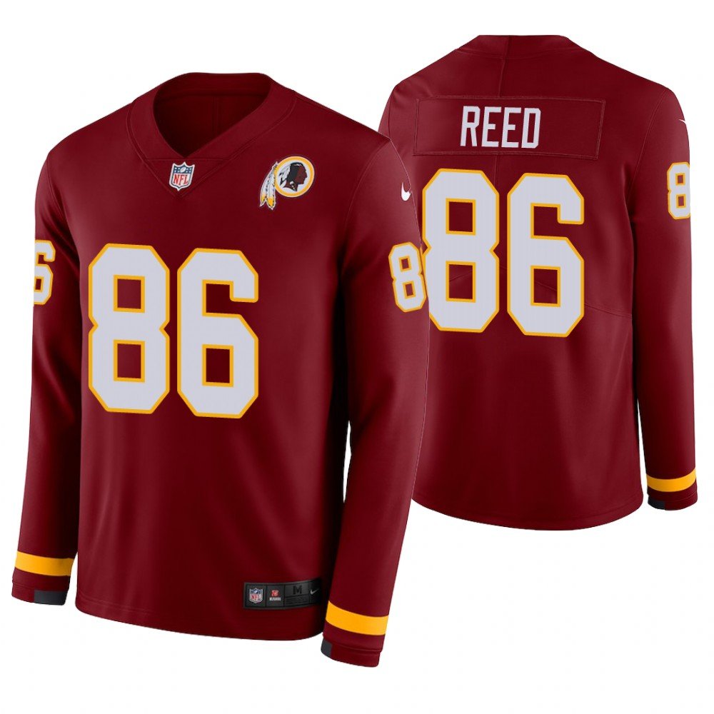 Washington Redskins #86 Jordan Reed Burgundy Therma Long Sleeve Stitched Jersey