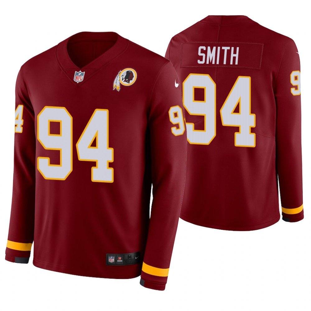 Washington Redskins #94 Preston Smith Burgundy Therma Long Sleeve Stitched Jersey