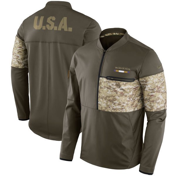 Baltimore Ravens Salute to Service Sideline Hybrid Half-Zip Pullover Jacket - Olive